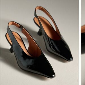 Anthropologie Maeve Black Slingback Heels